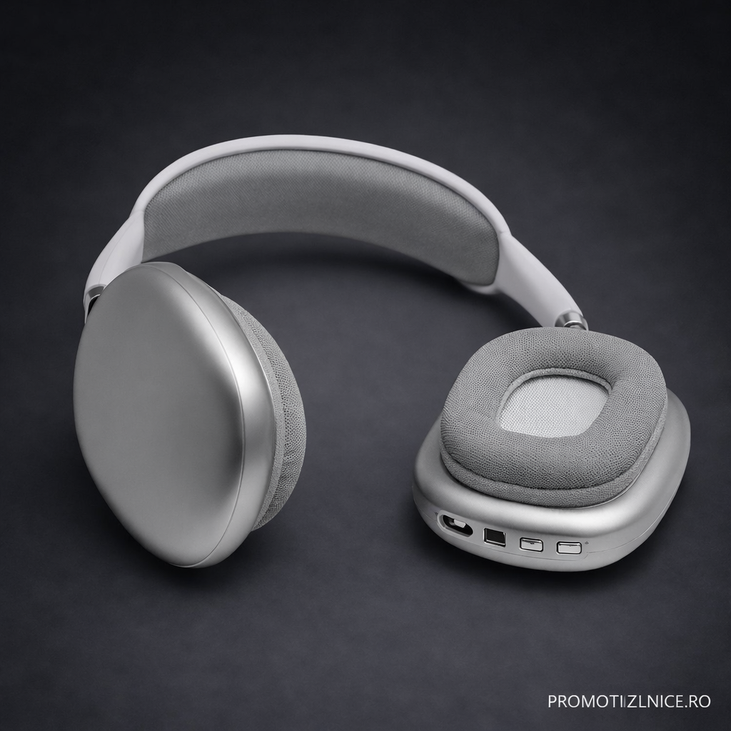 Casti Wireless P9 Pro Max Bluetooth 5.3, Alb-Argintiu, Autonomie 15-20 Ore, Microfon Integrat PromotiiZilnice