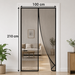 Set 2 Perdele Anti-Insecte pentru Ușă 210 x 100 cm, Închidere Automată , Montaj Rapid, Plasă Fină împotriva Insectelor, Negru PromotiiZilnice