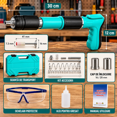 Kit Dispozitiv Manual pentru Fixare Cuie, 50 Cuie, Ochelari de Protecție, Accesorii și Trusă BunSiPractic