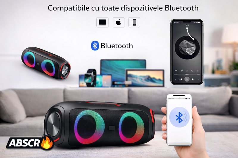Boxă Portabilă rezistenta la apa CHARGE 5 Bluetooth 5.0 30W – 4000mAh, Lumini RGB, IPX6, USB/AUX/SD/FM, Sunet Puternic, Portabilă PromotiiZilnice