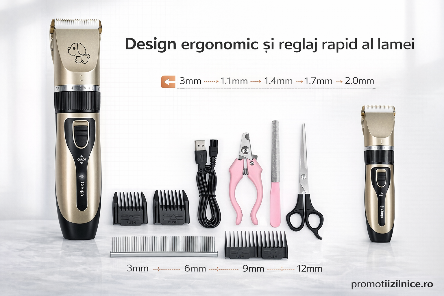 Set Profesional de Tuns și Îngrijire pentru Animale cu 4 Accesorii + Foarfecă, Pieptan, Clește și Pilă PromotiiZilnice