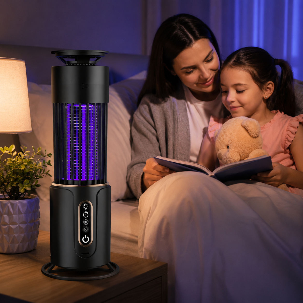 Lampa UV Anti Insecte 2 in 1 cu Acumulator Reîncărcabil, Anti Țânțari și Muște, Funcție Lampă de Veghe, USB Type-C, Portabilă PromotiiZilnice