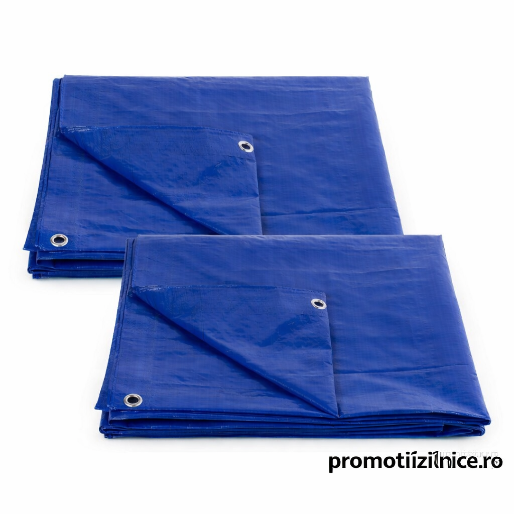 Set 2 Bucăți Prelată Impermeabilă 5x6m 175 g/mp Albastră – Protecție UV, Ochiuri Metalice, Prelată Rezistentă pentru Lemne, Acoperiș, Utilaje PromotiiZilnice