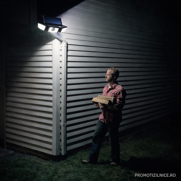 Set 2 bucati Lampa Solara 150W Leduri COB, Senzor de Miscare Prindere pe Perete PromotiiZilnice