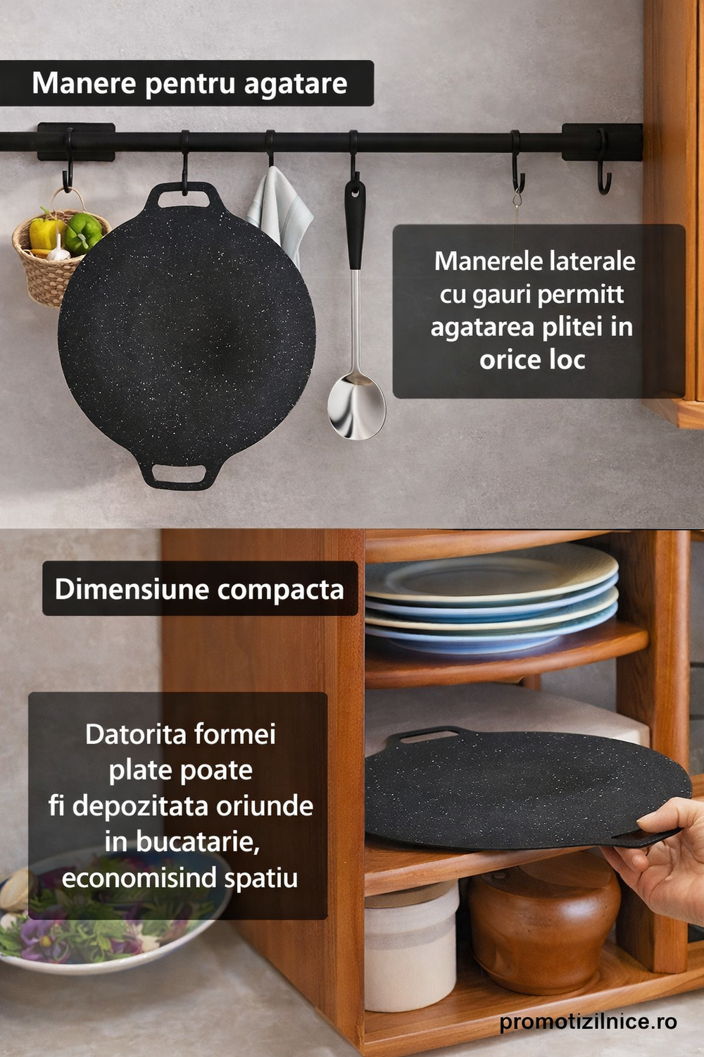 Set 2 Bucăți Plită Japoneză 36 cm – Antiaderentă, Gătire Rapidă pe Aragaz & Inducție PromotiiZilnice