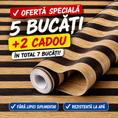 Set 7 Bucăți Folie Autocolantă pentru Mobilier și Pereți Aspect Lemn Modern | 5 + 2 Cadou Powersale