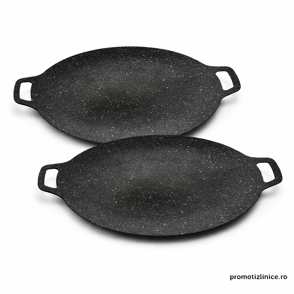 Set 2 Bucăți Plită Japoneză 36 cm – Antiaderentă, Gătire Rapidă pe Aragaz & Inducție PromotiiZilnice