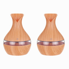 Set 2 Bucati – Umidificator Ultrasunete cu LED, Eliberare Parfum si Purificator Aer, Lemn + 12 sticlute ulei aromaterapie PromotiiZilnice