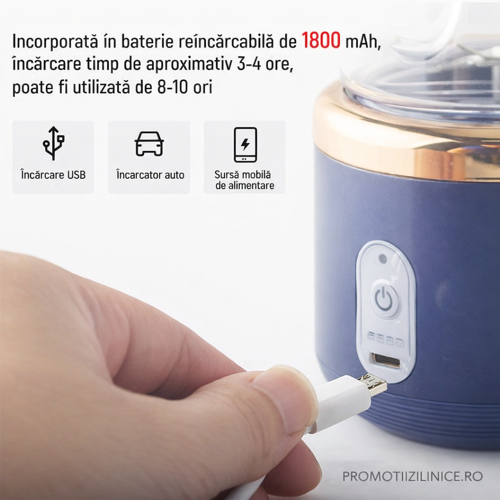 Mini Storcator de Suc Portabil 400 ml pentru Smoothie-uri, Fructe si Legume Powersale