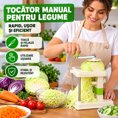 Tocător Manual pentru Varză și Legume, cu Manivelă, 25,5 × 23 × 23,5 cm, Crem-Verde PromotiiZilnice
