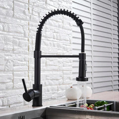 Baterie de bucatarie retractabila, rotire 360 grade, negru, montare pe blat PromotiiZilnice