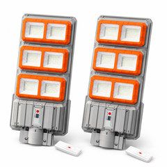 Pachet 2 Lampi Solare Stradale Premium LED 3000W IP66, Super Puternice, cu Telecomanda si Senzor de Miscare Powersale