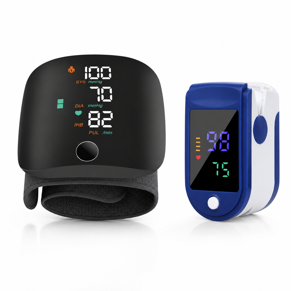 Pachet Monitorizare Sanatate 2 in 1 – Tensiometru Digital de Incheietura + Pulsoximetru OLED Cadou PromotiiZilnice