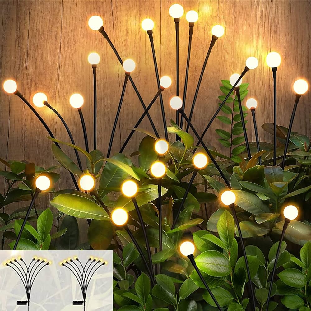 Set 2 Lampi Solare Licurici pentru Gradina, 8 LED-uri, 70 cm, Lumina Alb Cald, IP65, ABS Imagine secundară a produsului