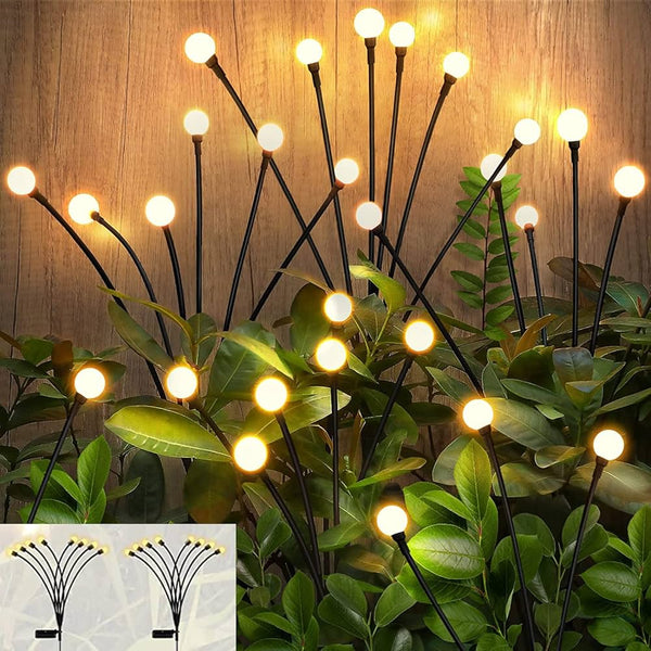 Set 2 Lampi Solare Licurici pentru Gradina, 8 LED-uri, 70 cm, Lumina Alb Cald, IP65, ABS - PromotiiZilnice