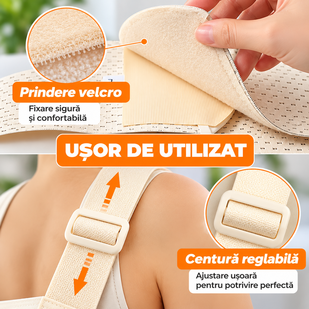 Centură de Susținere pentru Gravide, Suport Abdominal și Lombar, Bretele Reglabile, Material Respirabil BunSiPractic