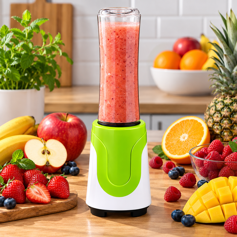 Blender Personal Casena Victor 180W, 2 Recipiente 600 ml, Alb-Verde Powersale
