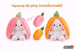 Set 2x Iepuraș de pluș transformabil 2 în 1 (morcov/căpșună) 30 cm – jucărie moale fleece & bumbac copii PromotiiZilnice