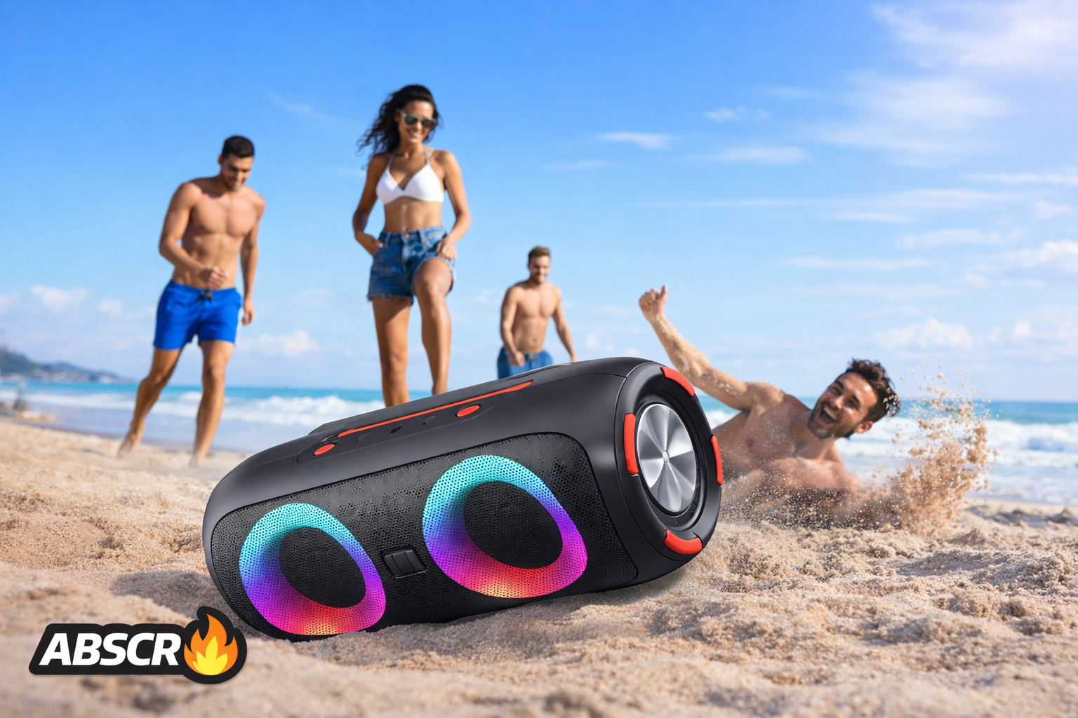 Boxă Portabilă rezistenta la apa Bluetooth 5.0 30W – 4000mAh, Lumini RGB, IPX6, USB/AUX/SD/FM, Sunet Puternic, Portabilă BoomSale