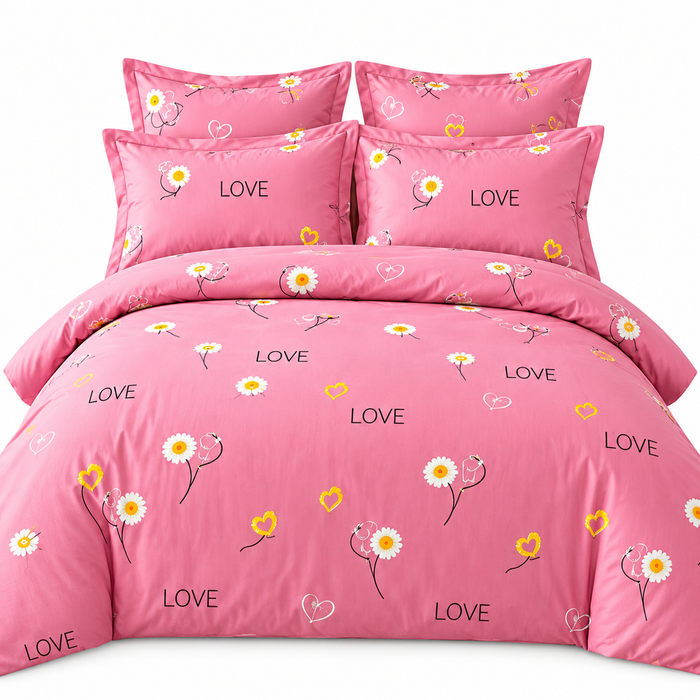 Lenjerie de Pat Finet 4 Piese – Model LOVE Floral Powersale