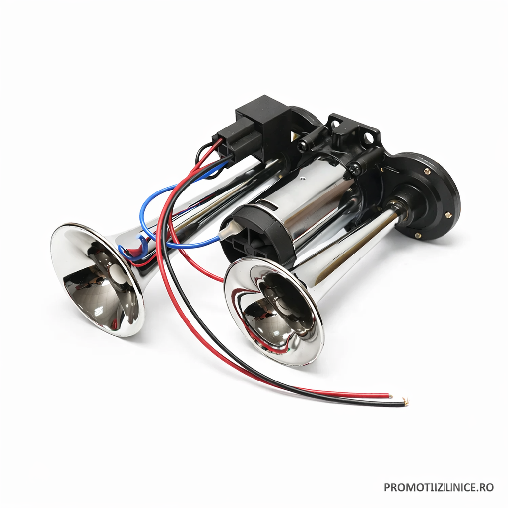Claxon Auto 12V cu Compresor Energy Premium, 2 Goarne Cromate, Sistem Dublu Sunet Puternic, Montaj Universal PromotiiZilnice