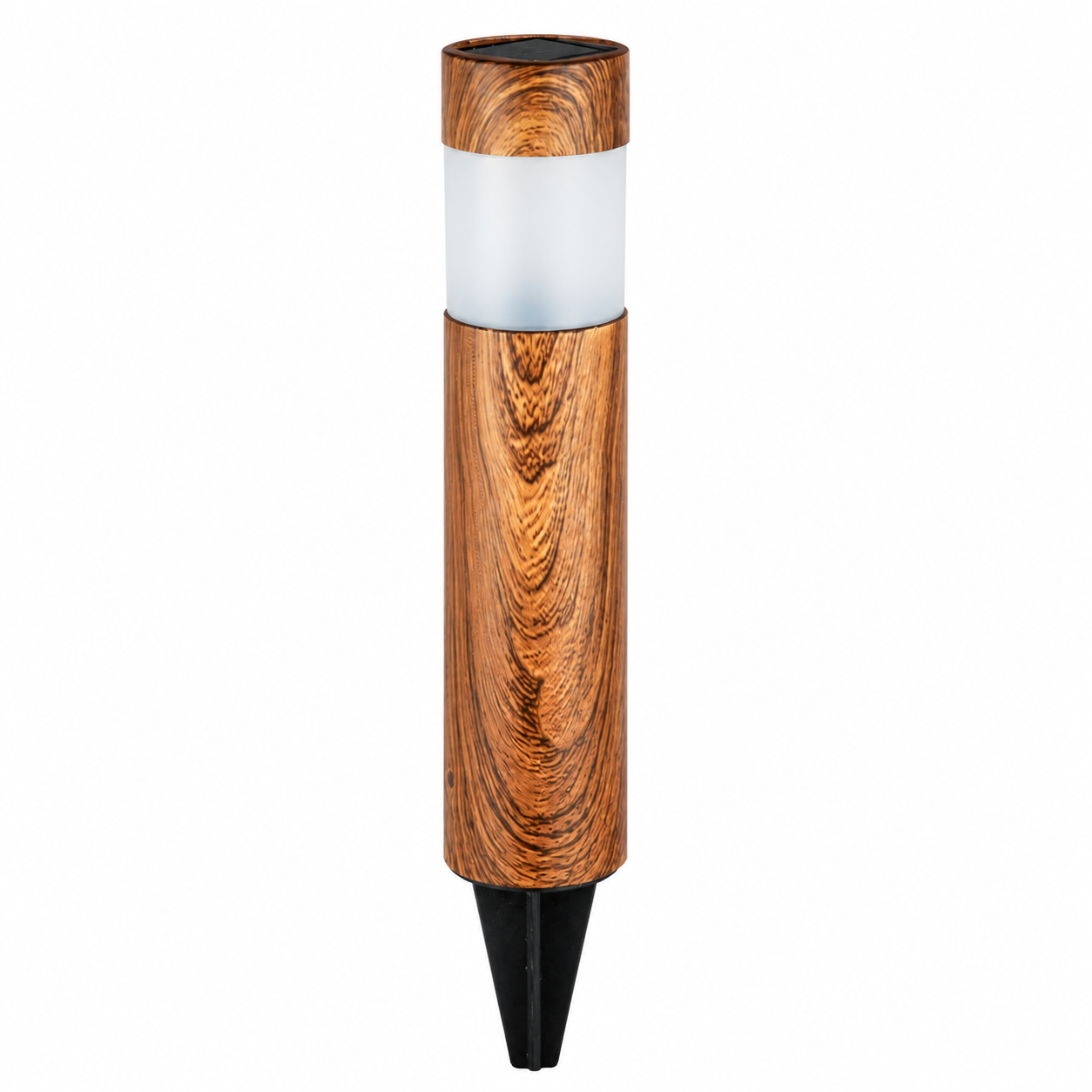Set 4 Lampi Solare LED pentru Gradina si Alei, Aspect Lemn Natural, Aprindere Automata, Rezistente la Intemperii, Lumina Alba Calda BoomSale