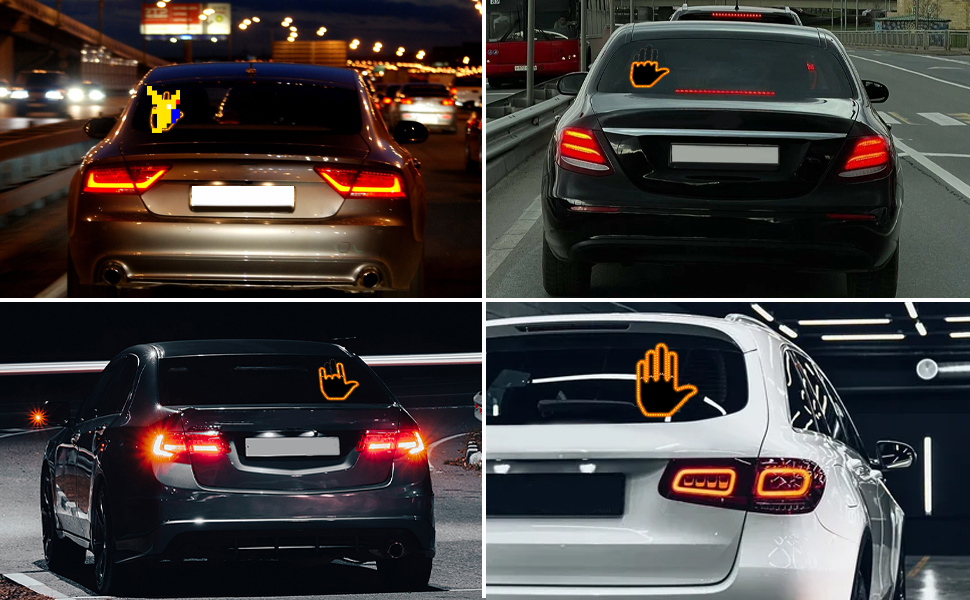 1+1 CADOU Semn LED Auto cu Telecomanda, Design Mana, 4 Moduri, Efect Vizual Stralucitor, Negru/Galben PromotiiZilnice