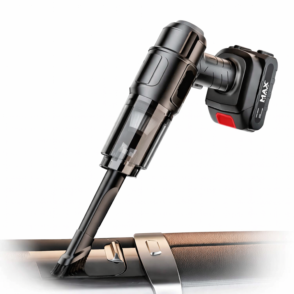 Aspirator Auto 6 in 1 Fara Fir, pentru Casa, Masina, Calculator, Birou, Putere 100W, Eficienta Mare, Functii de Aspirare, Suflare, Vidare, Filtru HEPA, Perie Detailing, Negru PromotiiZilnice