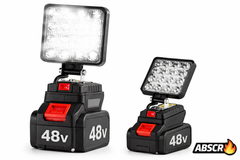 Lampa de lucru LED portabilă 48W cu acumulator Li-Ion 48V – Proiector reglabil 90°, iluminare puternică, autonomie mare PromotiiZilnice