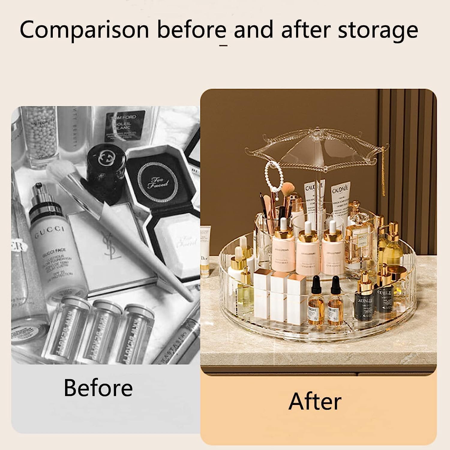Organizator Cosmetice Rotativ 360° cu Design Elegant – Suport de Machiaj Multifunctional PromotiiZilnice