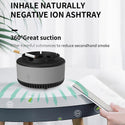 Scrumiera electrica cu aspiratie directa, suport din rasina epoxidica anti-topire, cu functie de purificare a aerului, odorizant pentru eliminarea mirosului, functioneaza cu baterii AA, gri - PromotiiZilnice