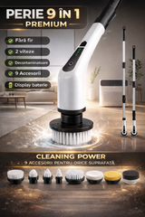 Perie Electrica Rotativa 9 in 1 cu 9 Capete, 2 Viteze, Maner Reglabil, Autonomie Mare, LED PromotiiZilnice