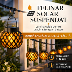 Set 4 Lampi Solare Suspendate cu Efect Flacara, Waterproof IP65, Iluminat Decorativ pentru Gradina, Terasa si Copaci Powersale