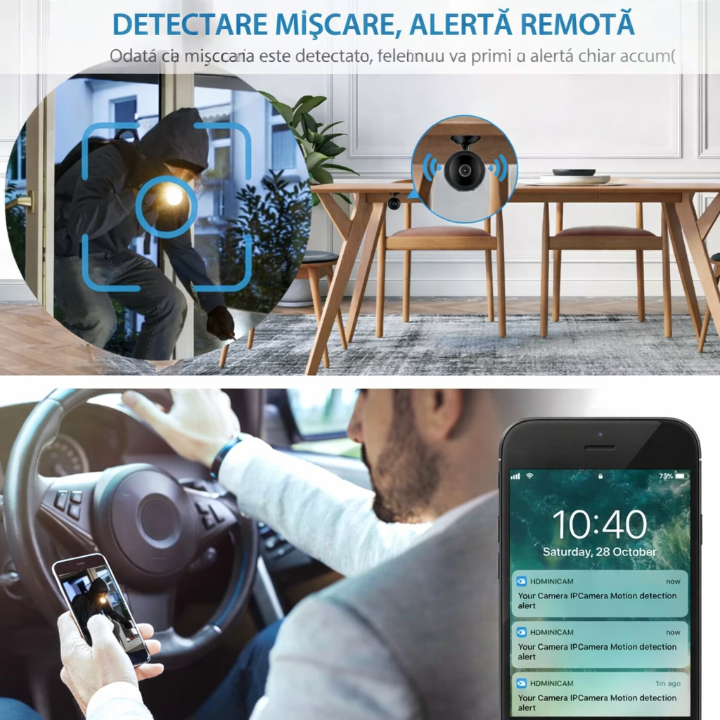 Set 3 camere de supraveghere WiFi HD 1080P – monitorizare interioara, detectie miscare Powersale