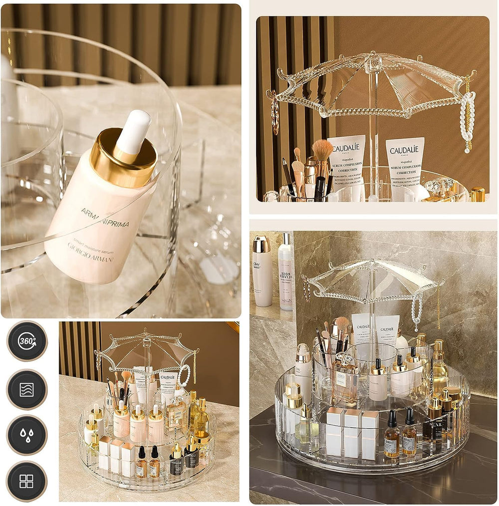 Organizator Cosmetice Rotativ 360° cu Design Elegant – Suport de Machiaj Multifunctional PromotiiZilnice