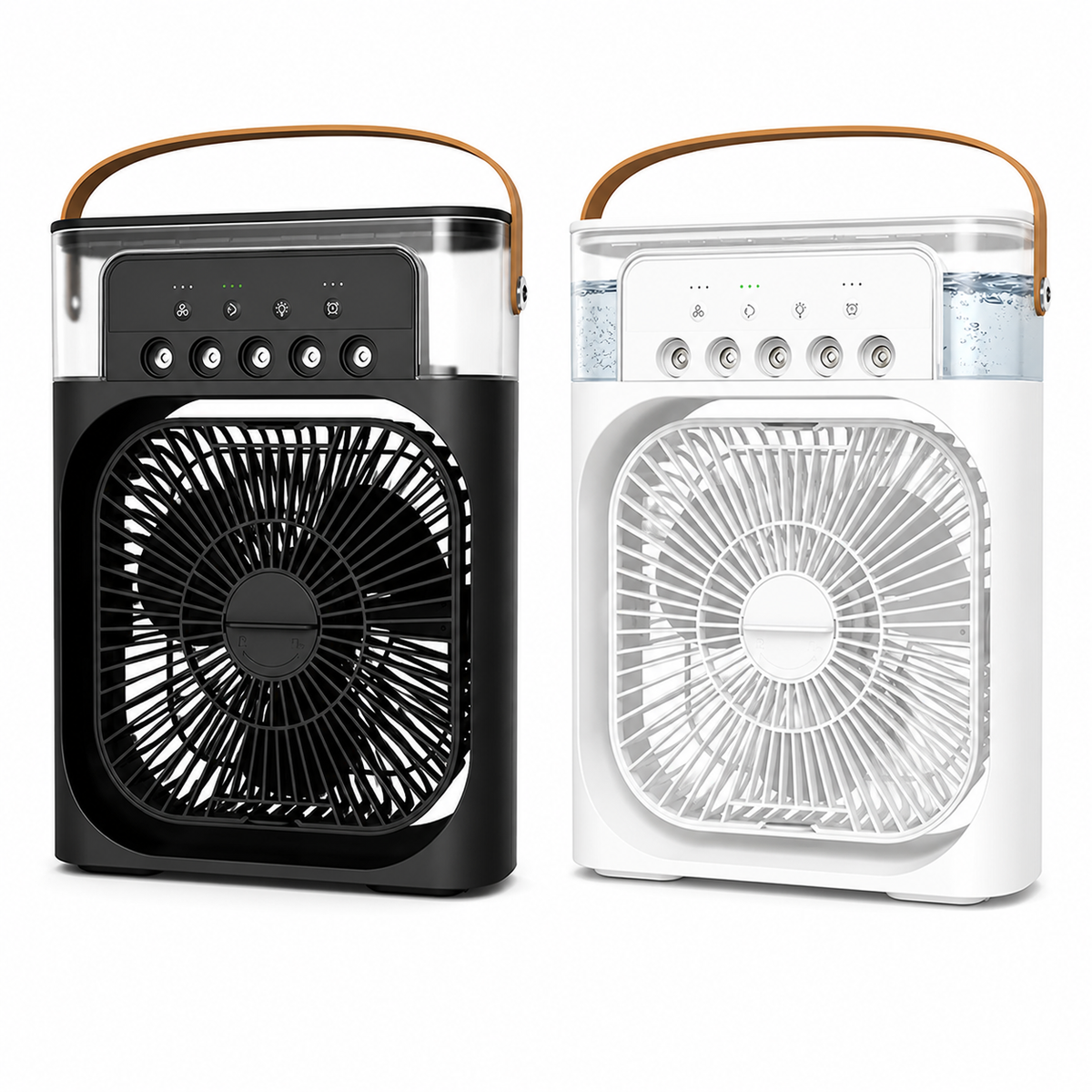 Mini Ventilator Portabil 3 în 1 cu Răcire Aer, Umidificator și Purificator, Rezervor 600ml, Iluminare RGB 7 Culori, 3 Trepte de Viteză, USB – Ideal pentru Birou, Dormitor și Camping PromotiiZilnice
