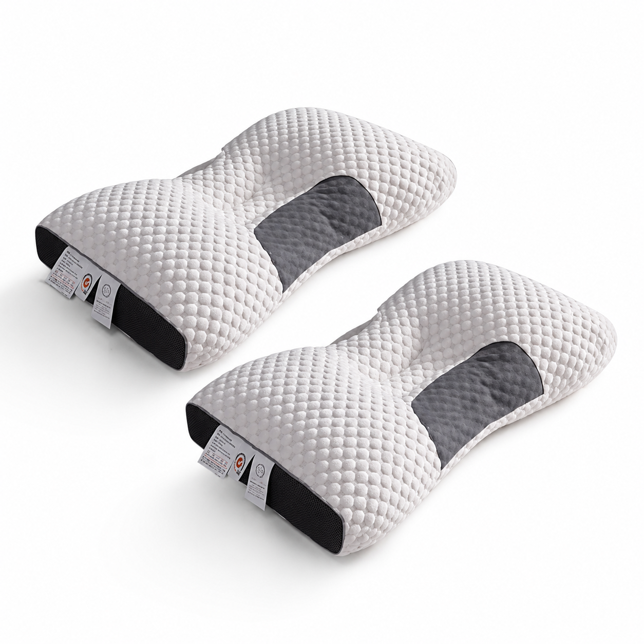 Set 2 Perne Anatomice din Spumă cu Memorie, Reglabile pe Înălțime, Suport Cervical, Husă Respirabilă, 65 x 40 cm PromotiiZilnice