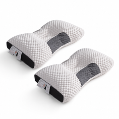 Set 2 Perne Anatomice din Spumă cu Memorie, Reglabile pe Înălțime, Suport Cervical, Husă Respirabilă, 65 x 40 cm PromotiiZilnice