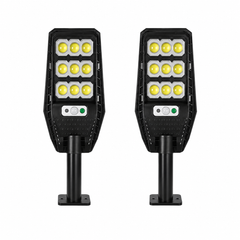 Set 2 x Lampa Solara Stradala JORTAN 100W, 9 Cadrane LED COB, Senzor de Miscare, Telecomanda, IP66, 6500K, Iluminat Exterior Curte si Gradina PromotiiZilnice