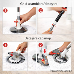 Set Mop Rotativ cu Găleată 360°, Mâner Inox + 5 Rezerve Cadou PromotiiZilnice