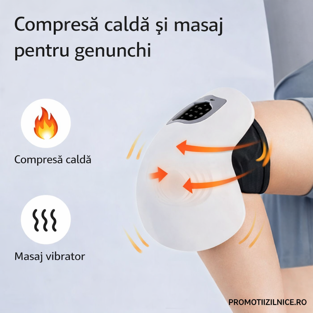 Aparat de masaj pentru genunchi cu incalzire, vibratii si control tactil PromotiiZilnice