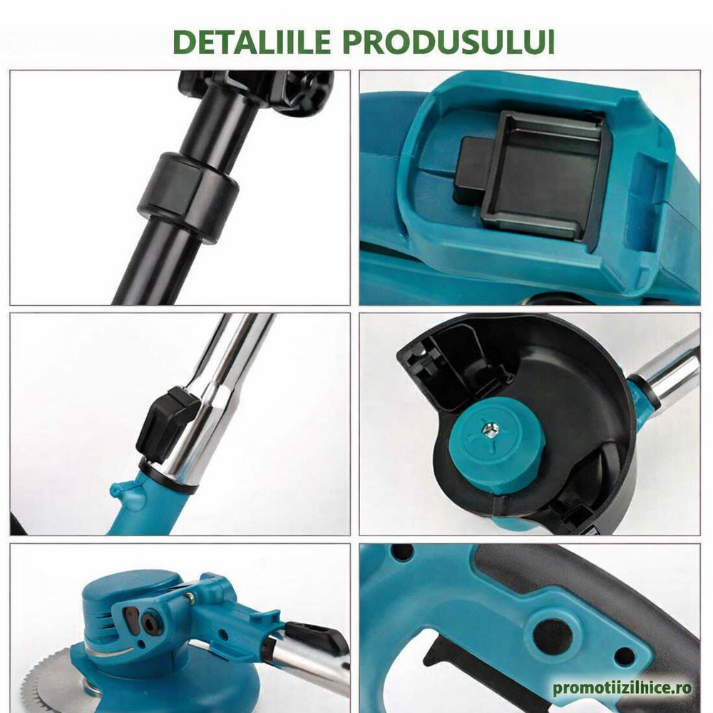 Motocoasă Electrică 3-în-1 PRO 48V cu 2 Baterii Li-Ion și Roți | Trimmer pentru Iarbă, Gard Viu și Crengi Groase PromotiiZilnice