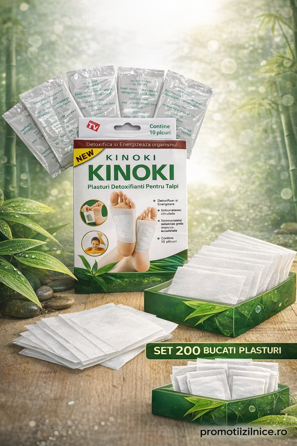 Set 200 Bucăți Plasturi pentru Tălpi Kinoki – Îngrijire și Relaxare Zilnică PromotiiZilnice