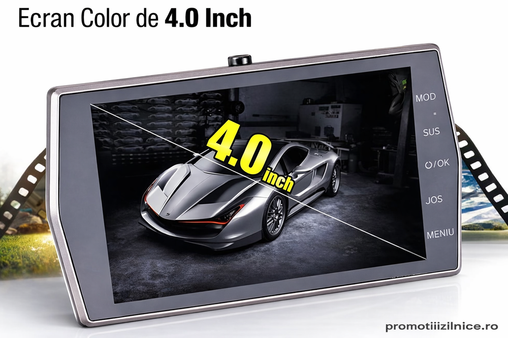 Cameră Auto Full HD 1080P cu Unghi Larg 170°, Viziune Nocturnă, G-Sensor, Înregistrare în Buclă, Ecran LCD 4”, WDR – Cameră de Bord pentru Siguranță Auto PromotiiZilnice