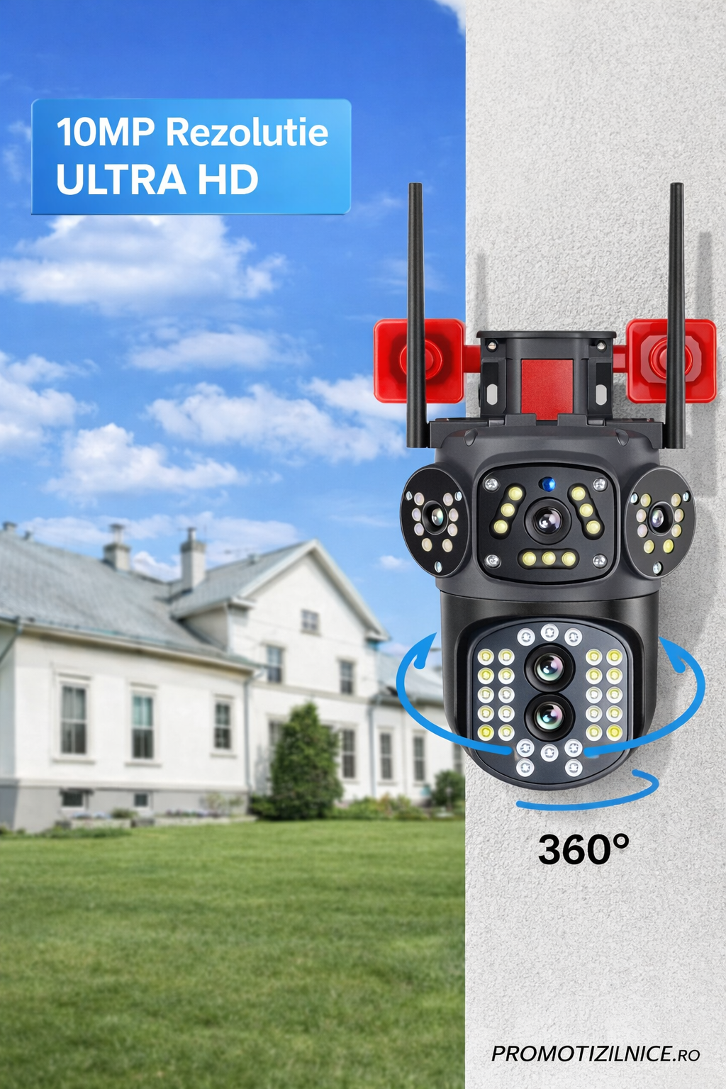 Set 2 Camere Supraveghere 4G LTE 4K Ultra HD, Zoom 10X, Detectare Umană, Urmărire Automată, IP66 PromotiiZilnice