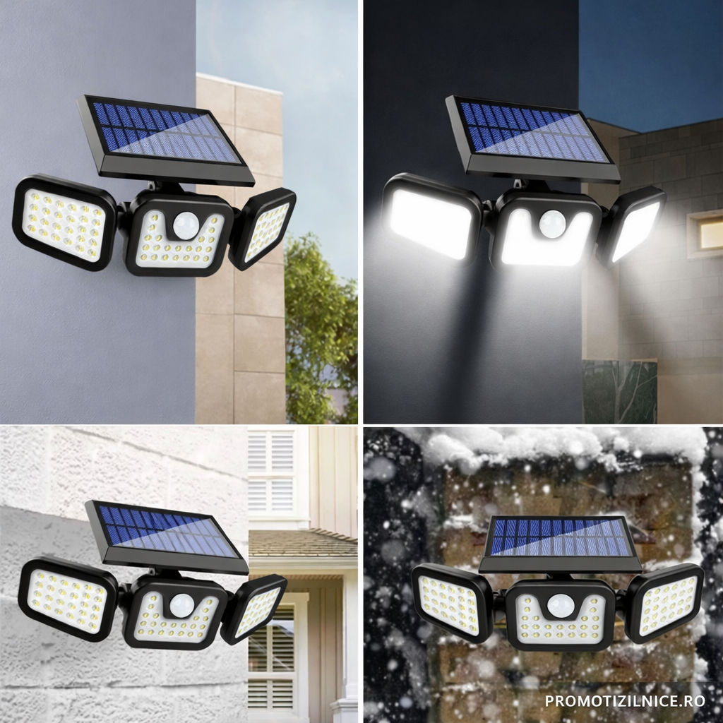 Set 2 bucati Lampa Solara 150W Leduri COB, Senzor de Miscare Prindere pe Perete PromotiiZilnice