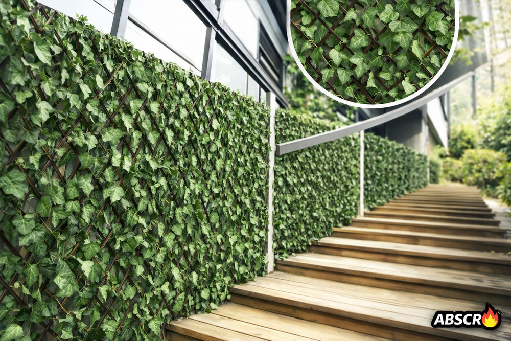 Set 2 bucati Gard Extensibil cu Frunze Artificiale, 100x160 cm, Paravan Verde pentru Balcon si Gradina PromotiiZilnice