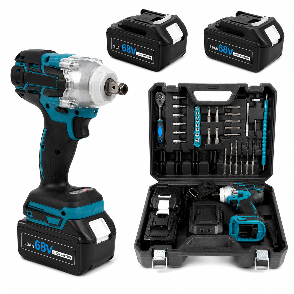 Trusa Masina de Impact si Insurubat 550Nm cu 2 Acumulatori 68V 5Ah, Motor Brushless, 43 Accesorii si Valiza Transport PromotiiZilnice