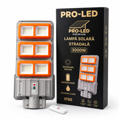 Pachet 2 Lampi Solare Stradale Premium LED 3000W IP66, Super Puternice, cu Telecomanda si Senzor de Miscare Powersale