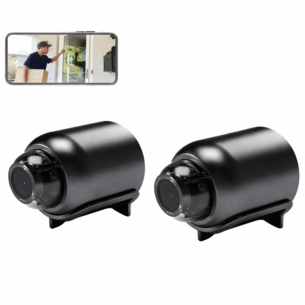 Set 2 Mini cameră de securitate wireless 1080P HD, vedere nocturnă, suport magnetic PromotiiZilnice